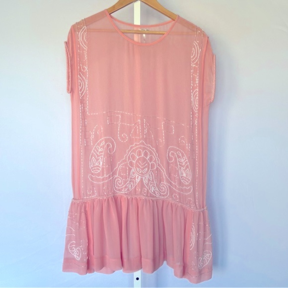 Free People Jazz Age Lawn Party dress XS sheer pink